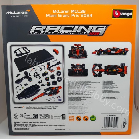 KIT DE MONTAJE MCLAREN MCL38 MIAMI GRAND PRIX 2024 BURAGO ESCALA 1:24