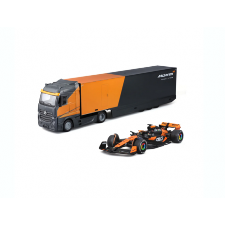 MERCEDES BENZ ACTROS GIGASPACE CON MCLAREN MCL38 L. NORRIS BURAGO ESCALA 1:43